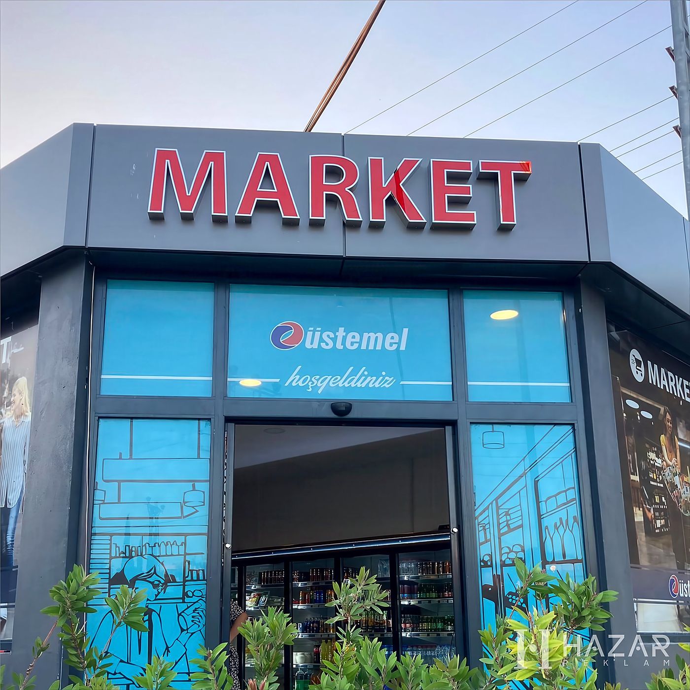 Market cephesi kutu harf tabela